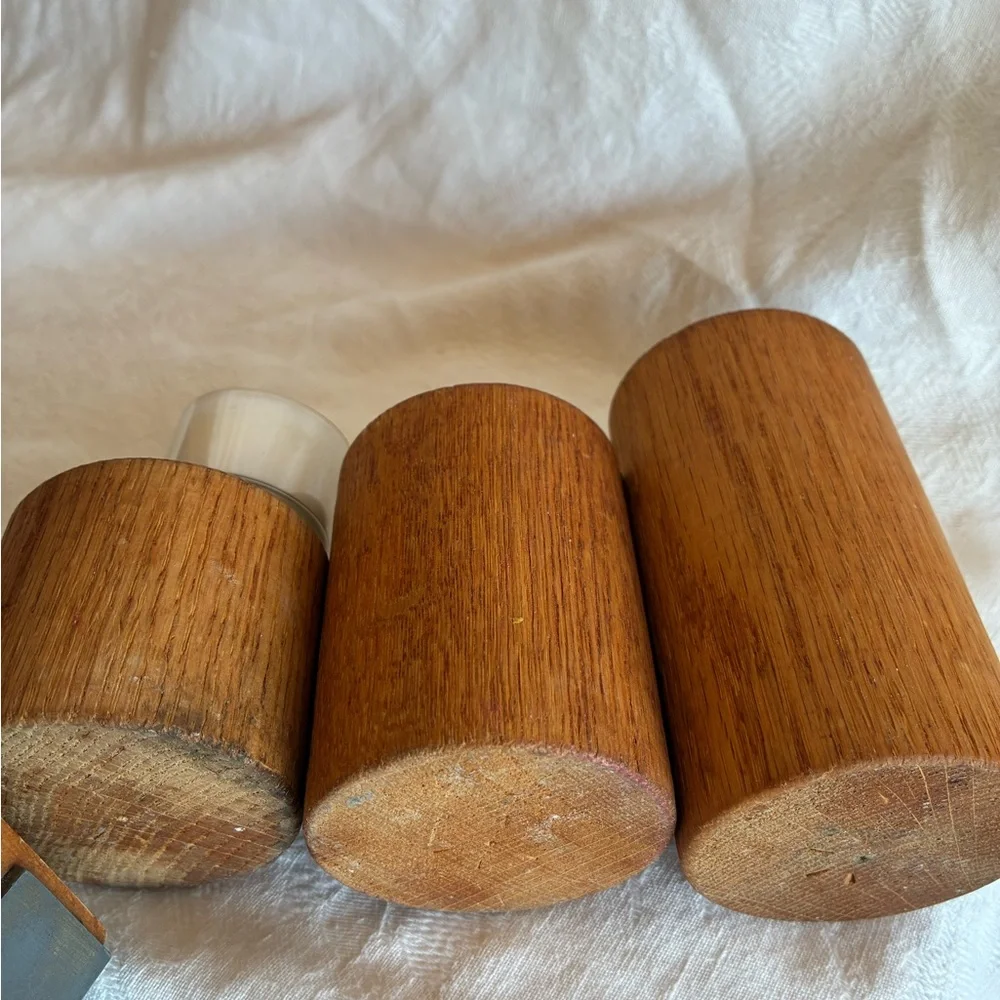 Set Teak Candle Holders Danish Tapers Votives Tea Light Candles all Sizes Fit